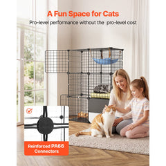 VEVOR Cat Cage 3-Tier 28"x17.91"x40.98" DIY Cat Playpen with Litter Box, Indoor Enclosure Detachable Metal Wire Kennel