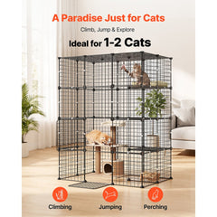 VEVOR Cat Cage 4-Tier 40.98"x27.99"x55" DIY Cat Playpen Indoor Enclosure, Detachable Metal Wire Kennel Crate with 4