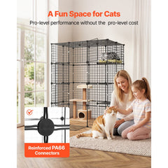VEVOR Cat Cage 4-Tier 40.98"x27.99"x55" DIY Cat Playpen Indoor Enclosure, Detachable Metal Wire Kennel Crate with 4