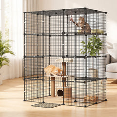VEVOR Cat Cage 4-Tier 40.98"x27.99"x55" DIY Cat Playpen Indoor Enclosure, Detachable Metal Wire Kennel Crate with 4