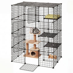 VEVOR Cat Cage 4-Tier 40.98"x27.99"x55" DIY Cat Playpen Indoor Enclosure, Detachable Metal Wire Kennel Crate with 4