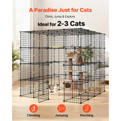 VEVOR Cat Cage 4-Tier 55"x55"x55" Large DIY Cat Playpen Indoor Enclosure, Detachable Metal Wire Kennel Crate with 3