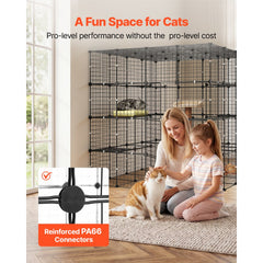 VEVOR Cat Cage 4-Tier 55"x55"x55" Large DIY Cat Playpen Indoor Enclosure, Detachable Metal Wire Kennel Crate with 3