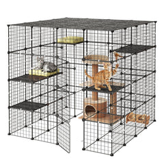 VEVOR Cat Cage 4-Tier 55"x55"x55" Large DIY Cat Playpen Indoor Enclosure, Detachable Metal Wire Kennel Crate with 3