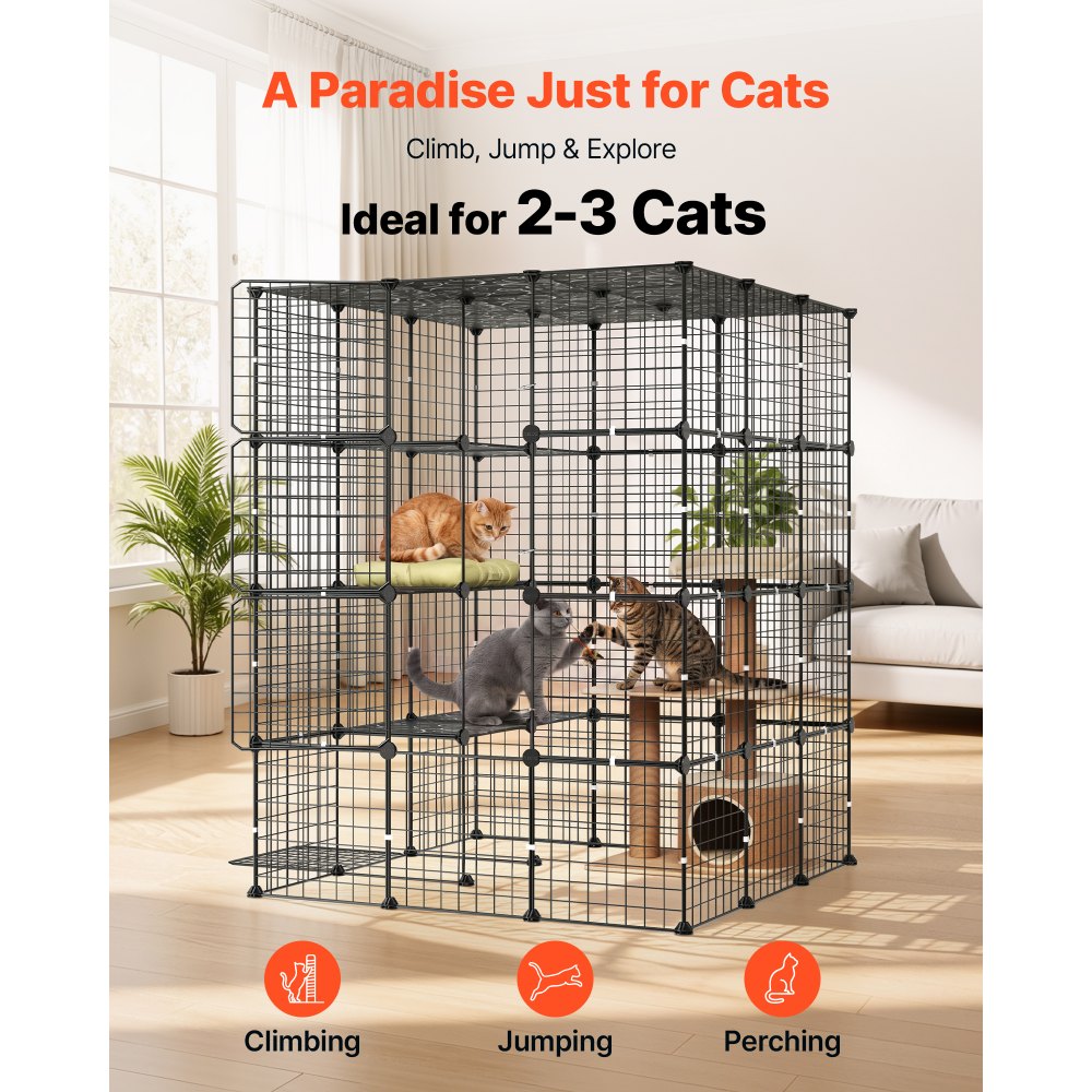 VEVOR Cat Cage 4-Tier 40.98"x40.98"x55" DIY Cat Playpen Indoor Enclosure, Detachable Metal Wire Kennel Crate with 4