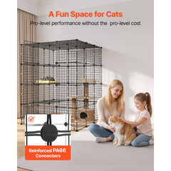 VEVOR Cat Cage 4-Tier 40.98"x40.98"x55" DIY Cat Playpen Indoor Enclosure, Detachable Metal Wire Kennel Crate with 4