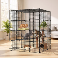 VEVOR Cat Cage 4-Tier 40.98"x40.98"x55" DIY Cat Playpen Indoor Enclosure, Detachable Metal Wire Kennel Crate with 4