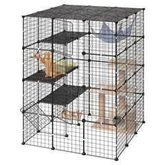 VEVOR Cat Cage 4-Tier 40.98"x40.98"x55" DIY Cat Playpen Indoor Enclosure, Detachable Metal Wire Kennel Crate with 4