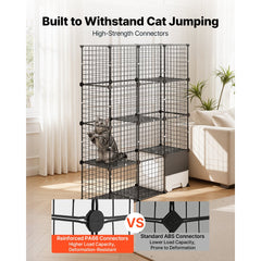 VEVOR Cat Cage 4-Tier 40.98"x13.98"x55" DIY Cat Playpen with Litter Box, Indoor Enclosure Detachable Metal Wire Kennel