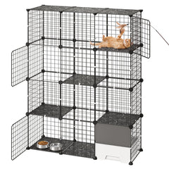 VEVOR Cat Cage 4-Tier 40.98"x13.98"x55" DIY Cat Playpen with Litter Box, Indoor Enclosure Detachable Metal Wire Kennel