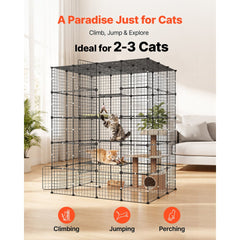 VEVOR Cat Cage 5-Tier 55"x40.98"x68.98" DIY Cat Playpen Indoor Enclosure, Detachable Metal Wire Kennel Crate with 5