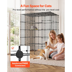 VEVOR Cat Cage 5-Tier 55"x40.98"x68.98" DIY Cat Playpen Indoor Enclosure, Detachable Metal Wire Kennel Crate with 5