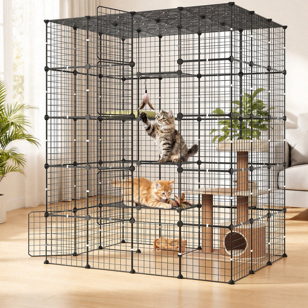 VEVOR Cat Cage 5-Tier 55"x40.98"x68.98" DIY Cat Playpen Indoor Enclosure, Detachable Metal Wire Kennel Crate with 5