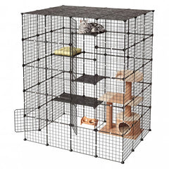 VEVOR Cat Cage 5-Tier 55"x40.98"x68.98" DIY Cat Playpen Indoor Enclosure, Detachable Metal Wire Kennel Crate with 5