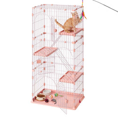 VEVOR Cat Cage 4-Tier 33.07"x23.82"x64.37" DIY Cat Playpen with Ladders, Indoor Enclosure Detachable Metal Wire Kennel