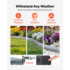 VEVOR Galvanized Steel Landscape Edging, 50 ft x 6 in Metal Edging for Landscaping with Gloves, Easy-to-Install