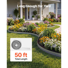 VEVOR Galvanized Steel Landscape Edging, 50 ft x 6 in Metal Edging for Landscaping with Gloves, Easy-to-Install