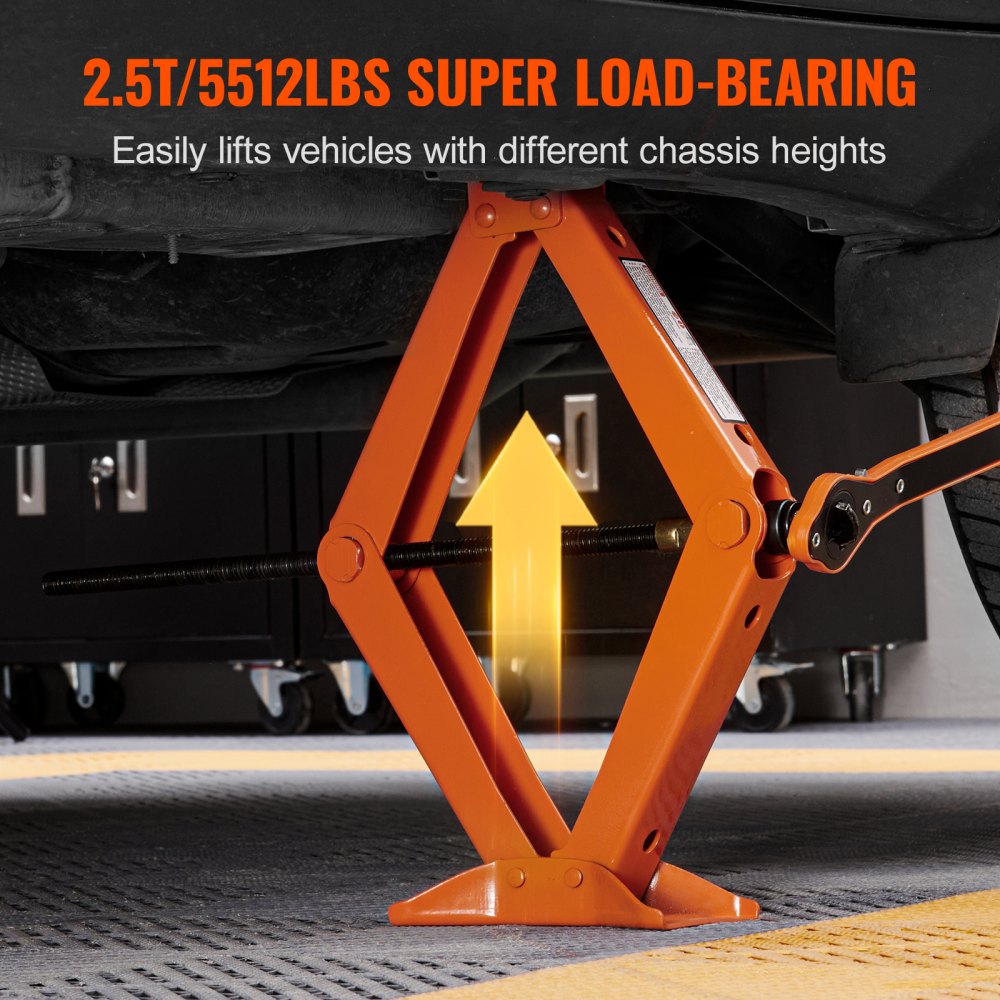 VEVOR Scissor Jack, 2.5 Ton/5512 lbs Scissor Car Jack, 3.7"-17.1" Lifting Range Scissor Lift Jack with Ratcheting