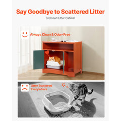 VEVOR Cat Litter Box Enclosure, 31 in Hidden Litter Box Cabinet with Shelf & Storage, Modern Style Indoor Cat Washroom
