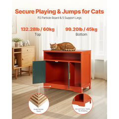 VEVOR Cat Litter Box Enclosure, 31 in Hidden Litter Box Cabinet with Shelf & Storage, Modern Style Indoor Cat Washroom