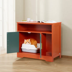 VEVOR Cat Litter Box Enclosure, 31 in Hidden Litter Box Cabinet with Shelf & Storage, Modern Style Indoor Cat Washroom