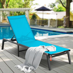 VEVOR Chaise Lounge Chair Outdoor, Aluminum Patio Lounge Chair with Adjustable 5-Position, Folding Pool Lounge Chair