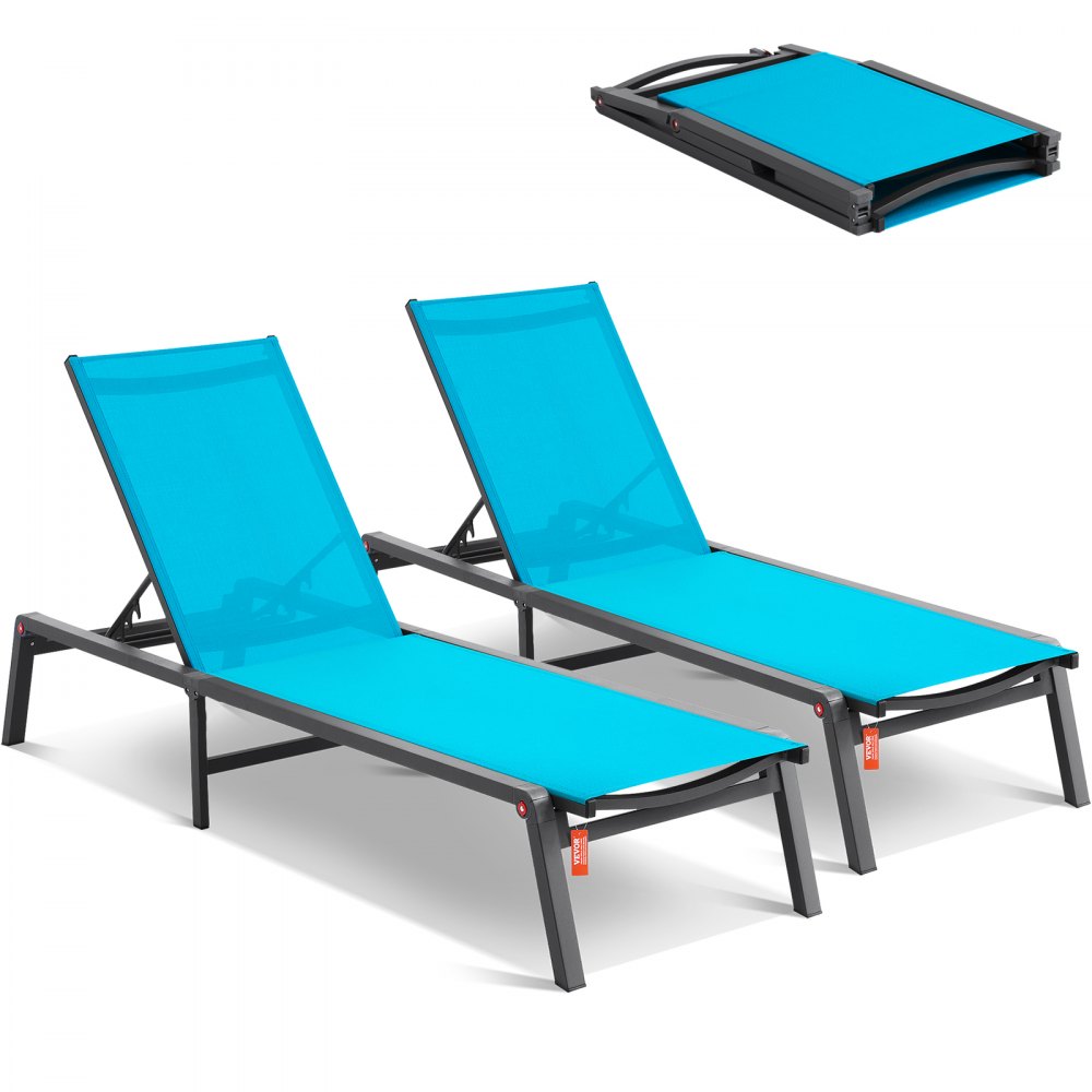 VEVOR Chaise Lounge Chairs Outdoor, Aluminum Patio Lounge Chairs with Adjustable 5-Position, Folding Pool Lounge Chairs