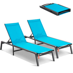 VEVOR Chaise Lounge Chairs Outdoor, Aluminum Patio Lounge Chairs with Adjustable 5-Position, Folding Pool Lounge Chairs