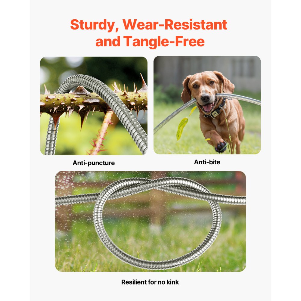 VEVOR Metal Garden Hose 150 ft, Rust Proof Stainless Steel Water Hose, Heavy Duty Backyard Hose with 10 Function
