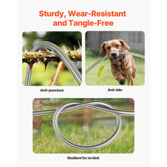 VEVOR Metal Garden Hose 25 ft, Rust Proof Stainless Steel Water Hose, Heavy Duty Backyard Hose with 10 Function Nozzle