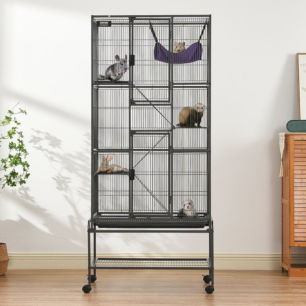 VEVOR 69" Rolling Metal Ferret Cage, Large 4-Tier Cage, Small Animal Cage with Ramps & Tray, Easy to Set up for Pet