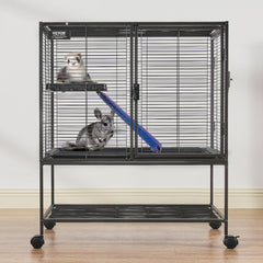 VEVOR 36" Rolling Metal Ferret Cage, Large 2-Tier Cage, Small Animal Cage with Ramps & Tray, Easy to Set up for Pet