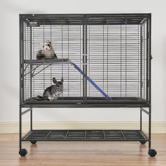 VEVOR 39" Rolling Metal Ferret Cage, Large 2-Tier Cage, Small Animal Cage with Ramps & Tray, Easy to Set up for Pet