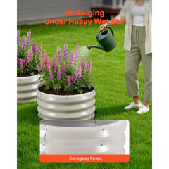 VEVOR 3 Pcs Galvanized Raised Garden Beds, 2 x 2 x 1 ft, Round Metal Planter Boxes Kit Outdoor, Bottomless Elevated