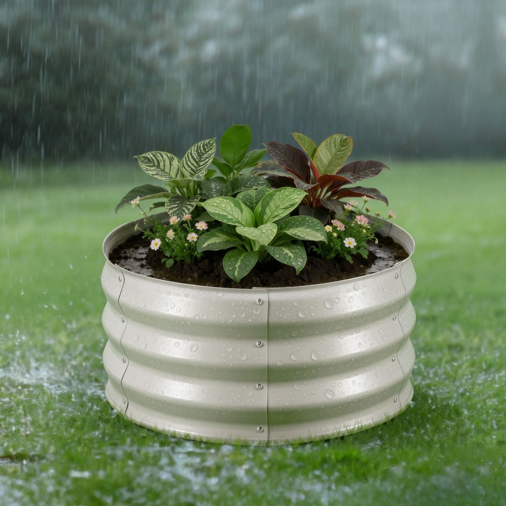 VEVOR 3 Pcs Galvanized Raised Garden Beds, 2 x 2 x 1 ft, Round Metal Planter Boxes Kit Outdoor, Bottomless Elevated