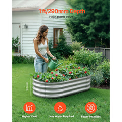 VEVOR Metal Raised Garden Bed, 4 x 2 x 1 ft Oval Outdoor Galvanized Planter Garden Box, Open Bottom Design, Large