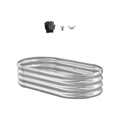 VEVOR Metal Raised Garden Bed, 4 x 2 x 1 ft Oval Outdoor Galvanized Planter Garden Box, Open Bottom Design, Large