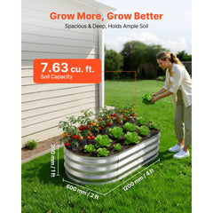 VEVOR 2 Pack Galvanized Raised Garden Beds, 4 x 2 x 1 ft, Oval Metal Planter Boxes Kit Outdoor, Bottomless Elevated