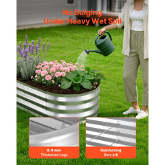 VEVOR 2 Pack Galvanized Raised Garden Beds, 4 x 2 x 1 ft, Oval Metal Planter Boxes Kit Outdoor, Bottomless Elevated