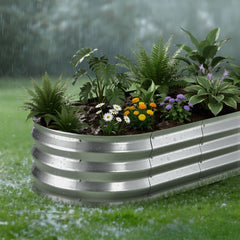 VEVOR 2 Pack Galvanized Raised Garden Beds, 4 x 2 x 1 ft, Oval Metal Planter Boxes Kit Outdoor, Bottomless Elevated