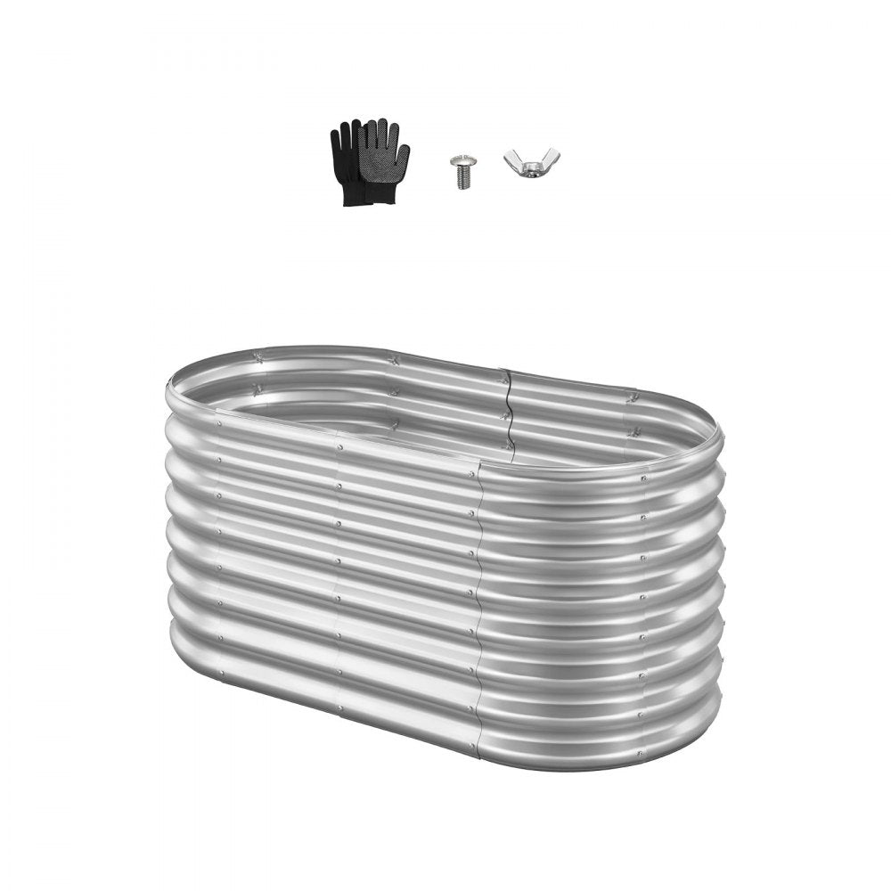 VEVOR Metal Raised Garden Bed, 4 x 2 x 2 ft Oval Outdoor Galvanized Planter Garden Box, Open Bottom Design, Large