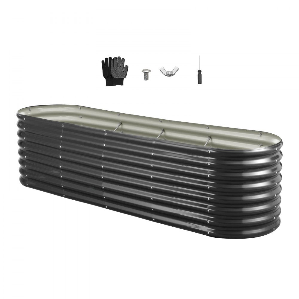 VEVOR Metal Raised Garden Bed, 8 x 2 x 2 ft Oval Outdoor Galvanized Planter Garden Box, Open Bottom Design, Large