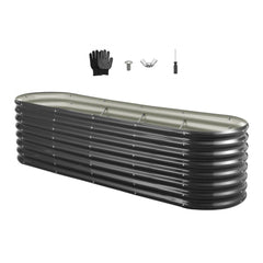 VEVOR Metal Raised Garden Bed, 8 x 2 x 2 ft Oval Outdoor Galvanized Planter Garden Box, Open Bottom Design, Large