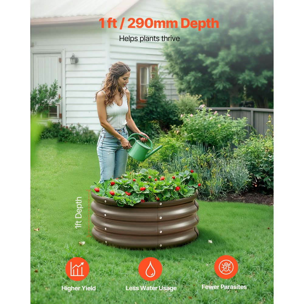 VEVOR Metal Raised Garden Bed, 3 Pcs 2 x 2 x 1 ft Outdoor Galvanized Planter Garden Box, Open Bottom Design, Large