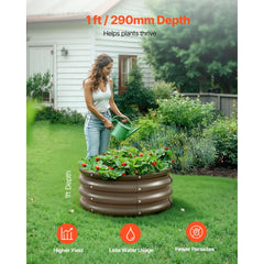 VEVOR Metal Raised Garden Bed, 3 Pcs 2 x 2 x 1 ft Outdoor Galvanized Planter Garden Box, Open Bottom Design, Large