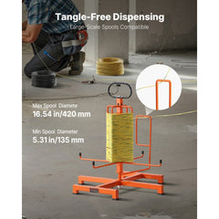 VEVOR Cable Dispenser, Floor or Stud Mounted, Wire Spool Rack, Portable Wire Rack Dispenser with Anti-Slip Metal Handle