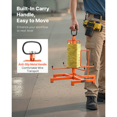 VEVOR Cable Dispenser, Floor or Stud Mounted, Wire Spool Rack, Portable Wire Rack Dispenser with Anti-Slip Metal Handle