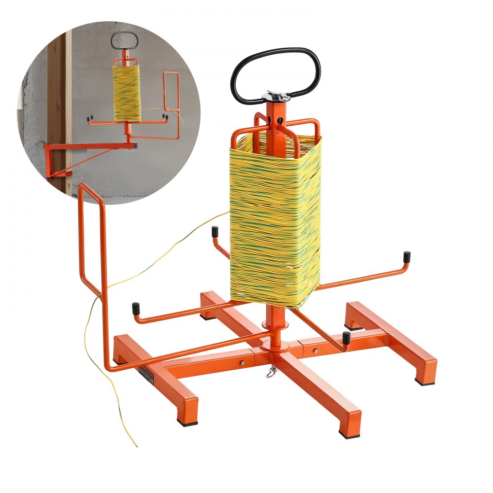 VEVOR Cable Dispenser, Floor or Stud Mounted, Wire Spool Rack, Portable Wire Rack Dispenser with Anti-Slip Metal Handle