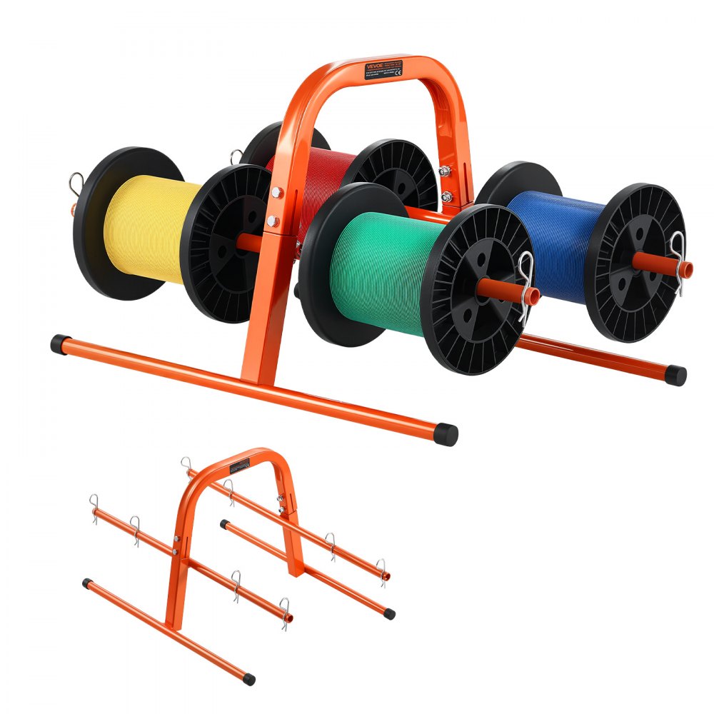 VEVOR Wire Spool Rack, 100 lbs Capacity, Smart Hand Caddy, Heavy-Duty Steel Wire Dispenser Holder for Up to 8 Spools