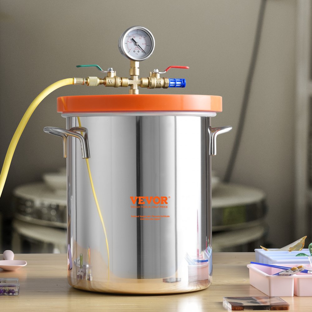 VEVOR 3 Gallon Vacuum Chamber, Upgraded Tempered Glass Lid Vacuum Degassing Chamber, 304 Stainless Steel Chamber, for